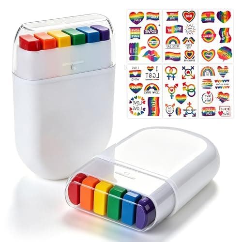 LOGNEW 2 Pack Rainbow Pride Face Paint Set with Pride Tattoos - Vibrant LGBTQ+ Face & Body Makeup Stick, Skin-Safe & Easy-Swipe for Pride Month Parades, Festivals & Cosplay - Image 1