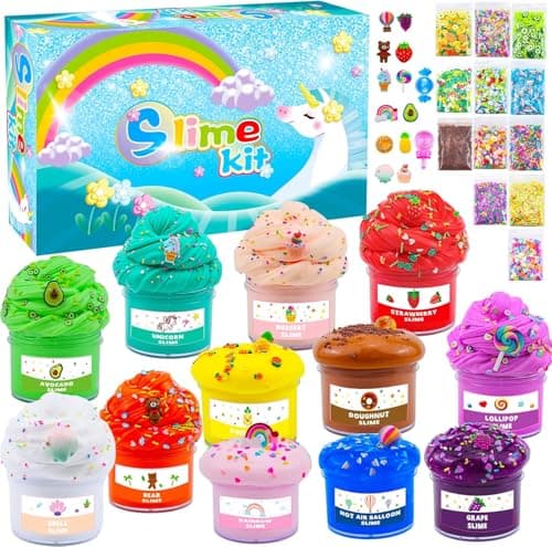 Elover ICE Cream Slime Kit for Girls and Boys Fluffy DIY Slime Toys Gifts Ages 6-10 to Make Ice Cream Slimes Kids Girl Toys 8-10 Years Old - Image 1