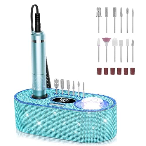 JOSGLOI Electric Nail Drill Professional: Shiny 40000RPM Electric Nail File Kit E File Nail Drill Machine with LCD Display for Acrylic Gel, Manicure Pedicure Polishing Grinder for Salon Home, Diamond - Image 1