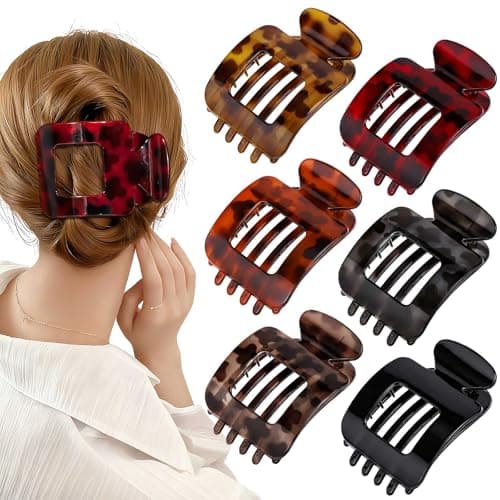 Obeoby 6 PCS Flat Claw Clips for Women, French Flat Hair Clips Large Hair Barrettes Accessories (Tortoiseshell) - Image 1