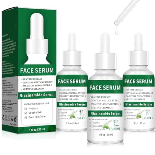 LAKIBOLE 3 Pack Niacinamide Serum with Tea Tree & Centella Asiatica Extracts for Hydration and Even Tone (1fl.oz/30ml Each) - Image 1
