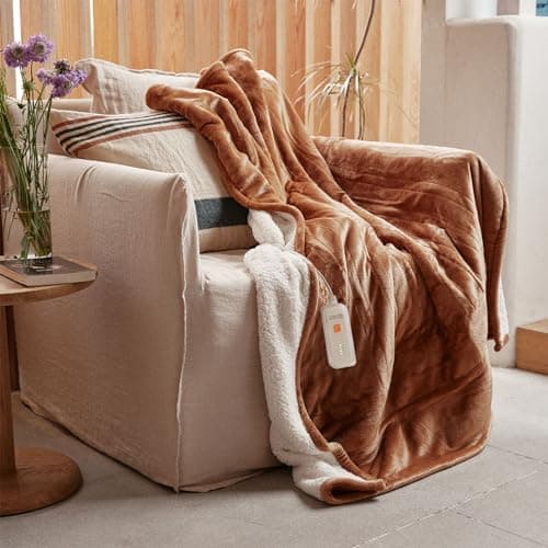 GOTCOZY Heated Blanket Electric Throw 50''X60''- Soft Silky Plush Electric Blanket with 4 Heating Level & 3 Hour Auto Off Heating Blanket, ETL Certified Machine Washable (Biscuit) - Image 1