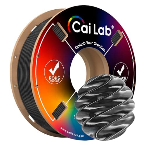 200g Silk PLA Filament 1.75mm, High Strength Black 3D Printer Filament, Ultra-Strong Shiny Metallic, High‑Speed Printing for Bambu Lab P1, A1, K1 & FDM Printers - Image 1