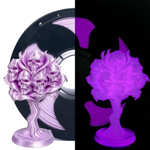 Light Purple Glow in The Dark 1.75mm PLA Filament with Smooth Surface, Bright Luminous Purple 3D Printer Filament, 1kg (2.2lbs) Plastic Spool 3D Printing PLA Filament Rod - Image 1