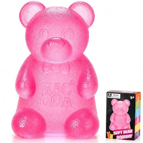 Zhgood Taba Bear Squishy Fidget Toys,Stress Ball for Anxiety Stress Relief,Squishies Sensory Toy for Adults Kids Teens,Pink Squeeze Toys for Classroom Prize, Birthday Gifts Party Favors - Image 1