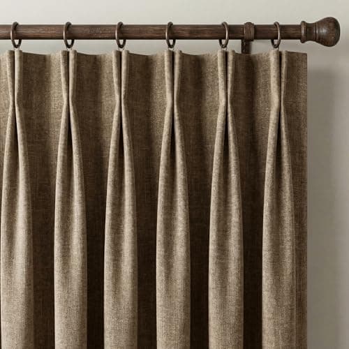 NICETOWN Heavy Duty Linen Pinch Pleated Curtains - Hazelnut Brown, 40"x 84" - Privacy Assured Linen Blend Blackout Drapes for Earthy Tone Studio & Bedroom, Modern Home Decor (2 Panels) - Image 1