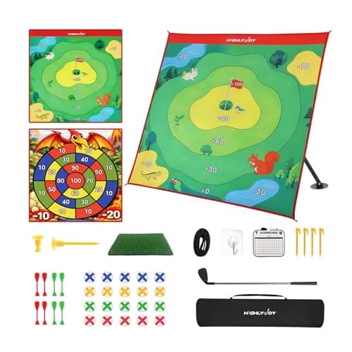 Golf Chipping Game Set for Indoor & Outdoor Play, Double-Sided Golf Target Mat with 2 Challenge Games, 4-Angle Adjustable Stand, Sticky Balls & Scoreboard for Family Fun, Parties & Golf Practice - Image 1