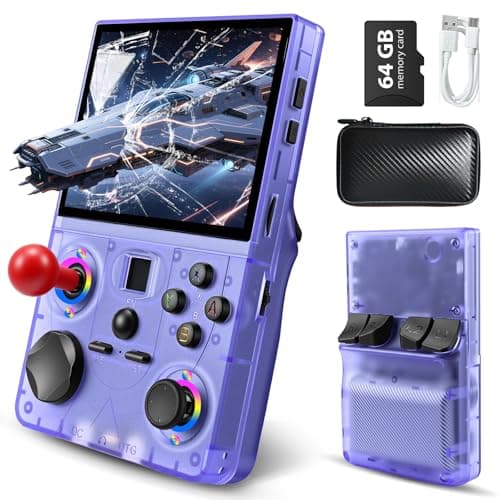 Retro Handheld Game Console, DC35V Retro Gaming Console 3.5’’IPS Screen Open Source Linux System Built-In 20000+Classic Games, 20+Emulators, Portable Video Gaming Console with 4000mAh Battery (Purple) - Image 1