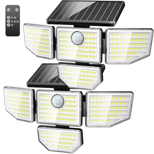 Adewalk Outdoor Solar Light - Upgrade 3000LM 188 LED Motion Sensor for 4 Heads IP65 Waterproof Powered Switch Control Darkroom Backyard Outside Security - Image 1