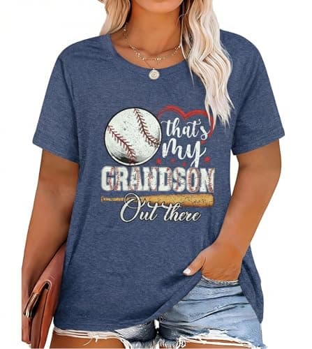 BLANCHES Plus Size Baseball Shirts Women Baseball Mom Tshirts Heart Graphic Softball Tee Game Day Short Sleeve Tops A-Blue - Image 1