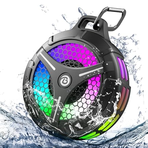 bondidea Waterproof Bluetooth Shower Speaker with Suction Cup, IPX7 Bathroom Speaker, 15W Loud Stereo Sound, Deep Bass, TWS Pairing, RGB Lights, Portable Speaker Gift for Men & Women - Image 1