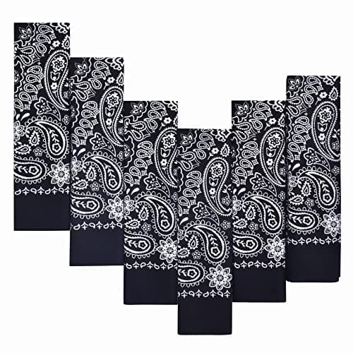 6-Pack Black 100% Cotton Bandanas Gift Set – 22x22 Inch Paisley Head Wraps, Face & Neck Scarves, Multi-Purpose Accessories for Men & Women, Holiday & Everyday Gifting - Image 1