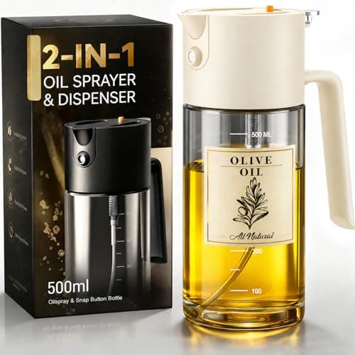 Costop Oil Sprayer for Cooking, 2025 Large Advanced Olive Oil Dispenser Bottle,500ml/17oz Glass Olive Oil Sprayer,2 in 1 Even Spray with Portion Control for Kitchen, Air Fryer, Salad, BBQ - White - Image 1