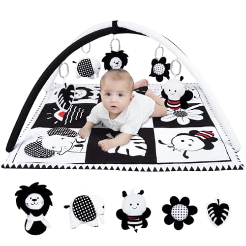 Lovvie & Joy Baby Play Activity Gym Tummy Time Mat for Infant,Baby Gyms & Playmats for Babies 0 to 3 6 9 12 Months with 5 Toys for Early Sensory Exploration and Motor Skill Development - Image 1