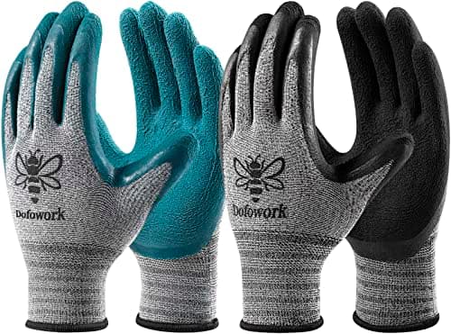 DOFOWORK Gardening Gloves - 6 Pair Gardening Gloves for Women/Men, Breathable Natural Latex Garden Glove with Grip, Outdoor Protective Working Glove for Weeding, Raking and Pruning - Black & Green - Image 1
