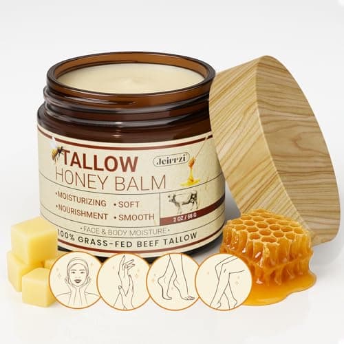 Jeirrzi Organic Beef Tallow for Skin, 100% Grass-Fed Tallow and Honey Balm for Face Body Moisturizer for Aging Dry Sensitive Skin, Deep Hydration & Nourishment 2 OZ (2 Ounce) - Image 1