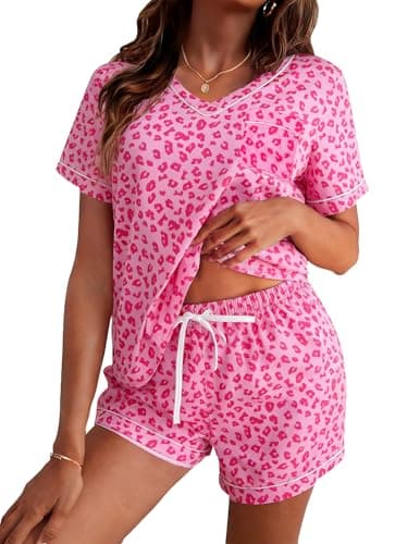 ASTANFY Valentines Day Pajamas Women 2 Piece Silk Valentine Pjs Cute Heart Pajamas V Neck Satin Sleepwear Loungewear Set - Image 1