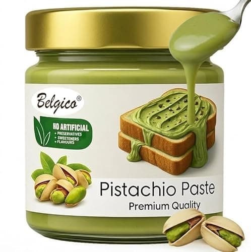 Belgico Pistachio Cream–Pistachio Butter, Pistacho Paste and Spread and Sauce for Dubai Chocolate Bar and Dubai Chocolate Filling ,Kataifi & Cookies–Crema de Pistacho Pasta – 7oz(200g) - Image 1