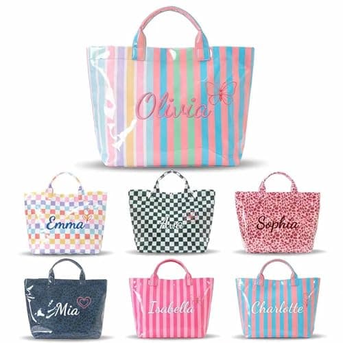 KEQHAULI Custom Embroidered Waterproof Tote Bag for Women, Personalized Gift for Commuting Travel Beach & Teacher, Bridesmaid Proposal Bachelorette Birthday Christmas Valentine - Image 1
