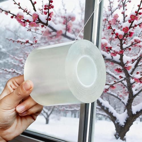 PackYard Transparent Window Weather Sealing Tape 3 Inch x 33 FT Weather Stripping Residue-Free Clear Window Insulation Caulk Tape for Shower Glass Gaps and Clear Doors Windows Windproof - Image 1