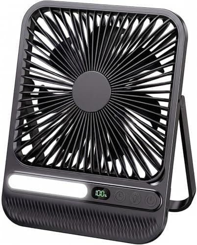 BIVBTP 7-Inch Portable Travel Fan, Cruise Ship Approved, 28H 8000mAh Ultra-Thin Quiet Rechargeable Battery Operated Desk Fan with Timer & LED Display for Bedroom, Office, Camping - Image 1
