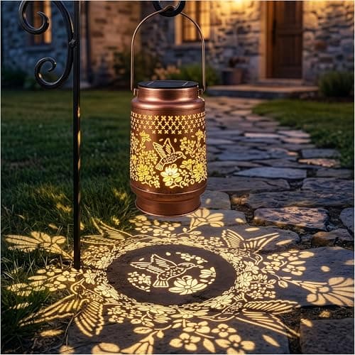 Hummingbird Outdoor Lanterns – Heritage-Style Metal Garden Decorative Lantern, Warm LED Glow – Cozy Porch, Patio, Balcony, Yard & Garden Birds Decor | Charming Gifts for Gardeners Woman, Mom & Grandma - Image 1