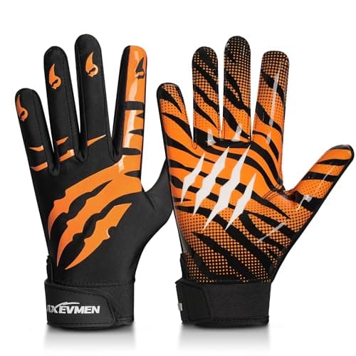 AXEVMEN Football Gloves, Non-Slip Youth Football Gloves with Super Sticky Grip Palm, Sticky Receiver Gloves Grip Kids Football Glove for Boys Girls (Small) - Image 1