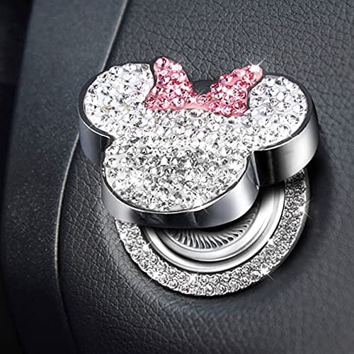 Car Cute Push to Start Button Cover Accessories, Pink Bling Crystal Car Engine Start Stop Button Cover, Car Decoration Interior Sticker for Women Girl - Image 1