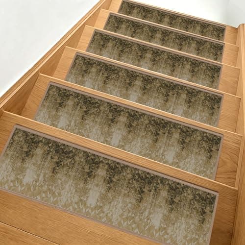 Non-Slip Stair Treads for Wooden Steps, 15PCS Stair Runner Carpets with Adhesive Backing,8"x30" Peel and Stick, Washable & Reusable,Pet-Friendly Safety Mats for Kids, Elders, Dogs - Image 1