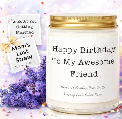 Birthday Gifts for Women, Unique Friendship Birthday Gifts, Funny Candles Gift Ideas for Womens, Best Friend, Her, Sister, Bestie, Lavender Scented Candle with Replaceable Stickers - Image 1