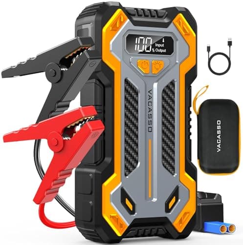 Car Jump Starter, VACASSO 5000A Car Battery Jump Starter for Up to 10L Gas and 8L Diesel Engines, 12V Portable Jumper Starter Power Pack with Booster Car Starter Jump Box, LED Light, Jumper Cable - Image 1