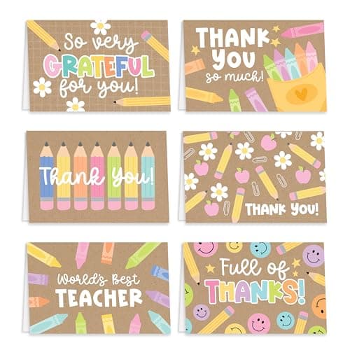 Hadley Designs 24 Teacher Thank You Cards with Envelopes - 6 x 4 Teacher Appreciation Cards Bulk, End of School Year, Graduation 2026, Teachers Appreciation Week, Thank You Teachers Card from Student - Image 1