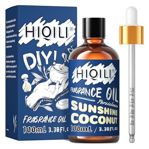 HIQILI Sunshine Coconut Fragrance Oil 100ml for Diffuser Car Freshies, Clean Fresh Scent for Candle Making Soap Laundry 3.38 Fl Oz