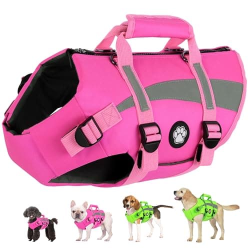 Dogcheer Dog Flotation Vest for Swimming and Boating, Reflective Dog Life Jacket with Secure Buckles, Top Rescue Handle and Comfortable Fit for Small Medium Large Dogs - Pink, XL - Image 1