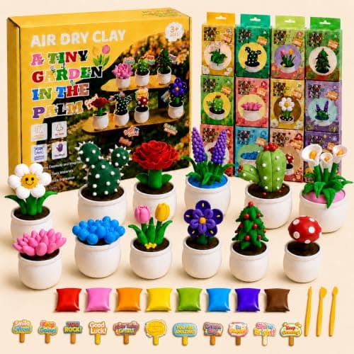 Air Dry Clay Kit for Kids, 12 Plants Modeling Magic Clay Sculpting Tools - Image 1
