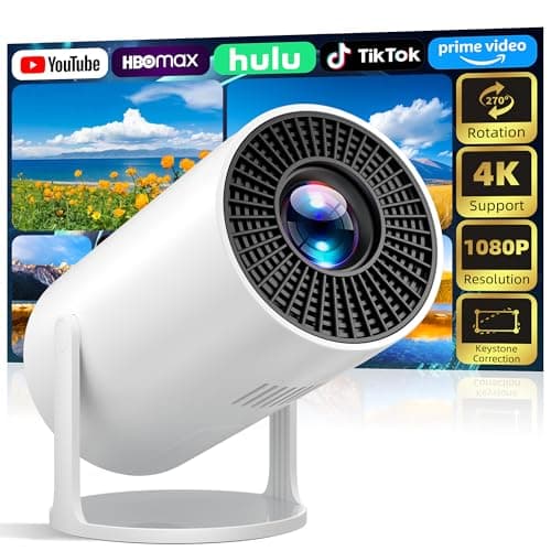 Sainellor 270° Rotatable Projector, Native 1080P Full HD Ceiling Cinema for Bedroom, Electric Keystone, 4K Supported, Wired Screen Mirroring, Portable Projecteur - Image 1