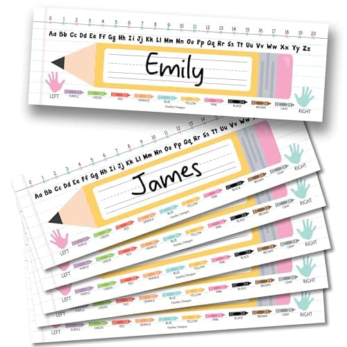 Hadley Designs Desk Name Tags for Classroom –36 Student Name Tags for Desks, 14.5x4.5 Name Plates for Classroom Decor, Teacher Supplies Pastel Nametags, 1st-3rd Grade Kindergarten Preschool Must Haves - Image 1