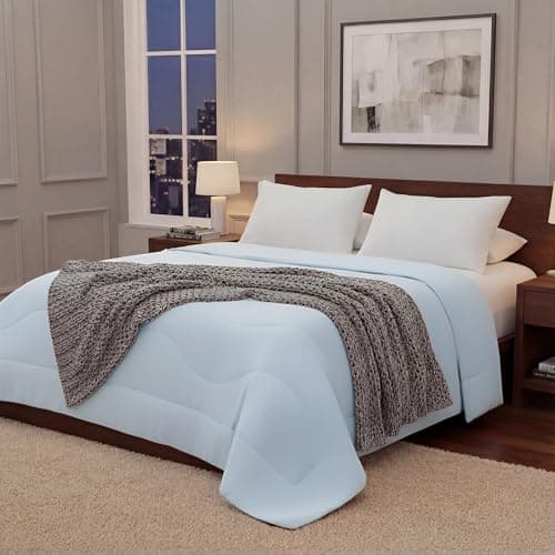 Regency Heights Queen Size Cooling Comforter, Breathable Blanket for Hot Sleepers, Lightweight All Season Bedding for Night Sweats, 90x90, Ice Blue