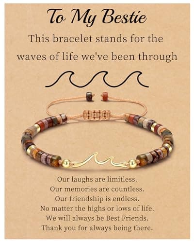 Sistble Bestie Gifts for Women, Mothers Day Gifts for Bestie Wave Bracelet for Women Natural Stone Beaded Bracelet Inspirational Gift Birthday Friendship Jewelry - Image 1