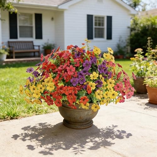 Senjie 12 Bundles Artificial Flowers Bulk for Outdoor Decor, UV Resistant Fake Plastic Flowers, Faux Flowers for Porch Patio Window Boxwood Garden - Image 1