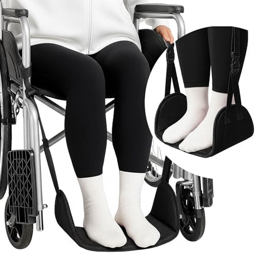SPRING SEAON Wheelchair Foot Rest Hammock, Adjustable Leg Support Foot Sling with Soft Padded Base, Anti-Squeeze Footrest Replacement for Wheelchairs, Essential Wheelchair Accessories (Black) - Image 1