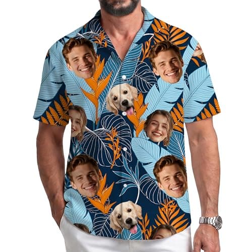 Custom Hawaiian Shirt, Custom Face Pattern, Personalized Hawaiian Shirt with Face, Custom Shirts for Man Woman, Suitable for Beach Vacation, Birthday Party, Summer Casual Purple (Style-6) - Image 1