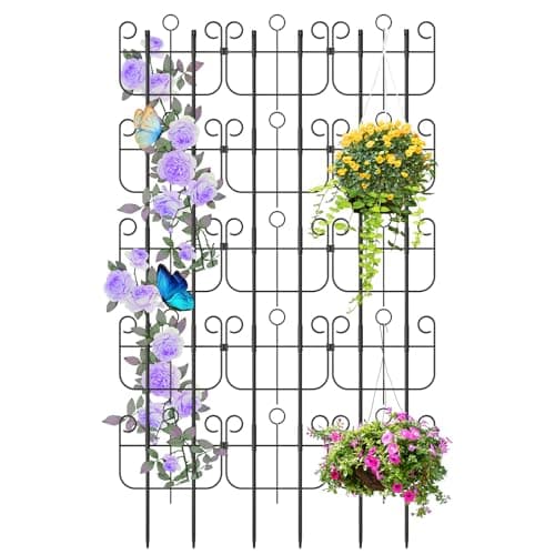 Blingluck Garden Trellis for Climbing Plants, Outdoor Rustproof Heavy Duty Plant Climber Support for Flowers, Vine, Cucumbers, Expandable Height & Width, No Dig Decorative Garden Fence Panels