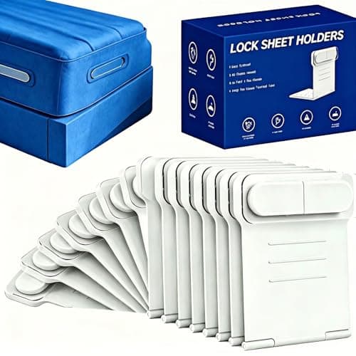 YLTNEUQER 8pcs Bed Sheet Holders for Corners for King and Queen Beds Bed ABS&PC, 10 Non-Slip Mats, 180 Degrees Fold, Snap-Fastener Design, Adjustable Strap Clips, Tight Grippers - White Large - Image 1