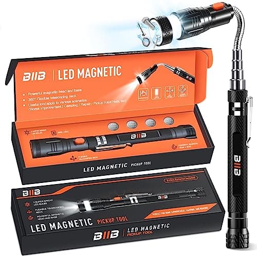BIIB Fathers Day Gift for Husband Dad, Extendable Magnetic Pickup Tools - Telescoping Magnet with LED Flashlight Gifts for Men, Fathers Day Mens Gifts from Daughter Son, Birthday Gifts for Men Dad Him - Image 1