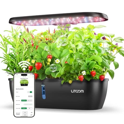 litokam Hydroponics Growing System Kit, 15-Pod Indoor Herb Garden Planter with 24W Grow Light & APP Control, Indoor Gardening System with 2 Grow Modes, Quiet Pump & 24H Timer - Image 1