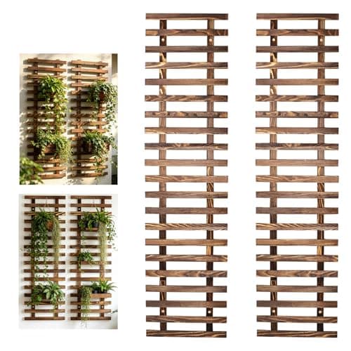2 Pcs Wall Planter for Indoor Outdoor Plants - Wooden Wall Amounted Plant Holder for Hanging Pots, Vertical Pack Wood Garden Trellis for Climbing Plants Orchid Ivy Vine Rose Patio Home Decor, 47.24" - Image 1