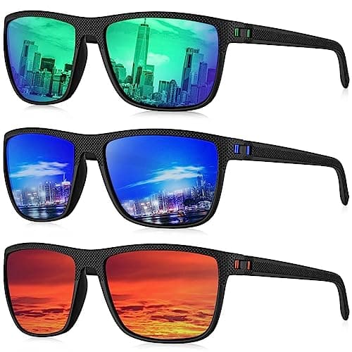 KALIYADI Polarized Sunglasses Men, Lightweight Mens Sunglasses Polarized UV Protection Driving Fishing Golf (Dark Blue/Green/Red) - Image 1