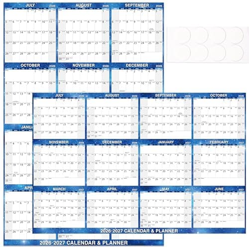 32" x 48" Attitill 2026-2027 Dry Erase Wall Calendar - Wall Calendar 2026-2027 from Jul. 2026 to Jun. 2027, Dry Erase Calendar with Round Stickers, Waterproof, Durable & Perfect for Daily Life Planning