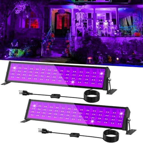 T-SUN 72W LED Black Light Bar, Blacklight Bars with Plug and Switch Light Up 22x22ft Area Strip Lights for Glow Party Body Paint Fluorescent Poster Halloween Bedroom Classroom Stage Lighting 2 Pack - Image 1